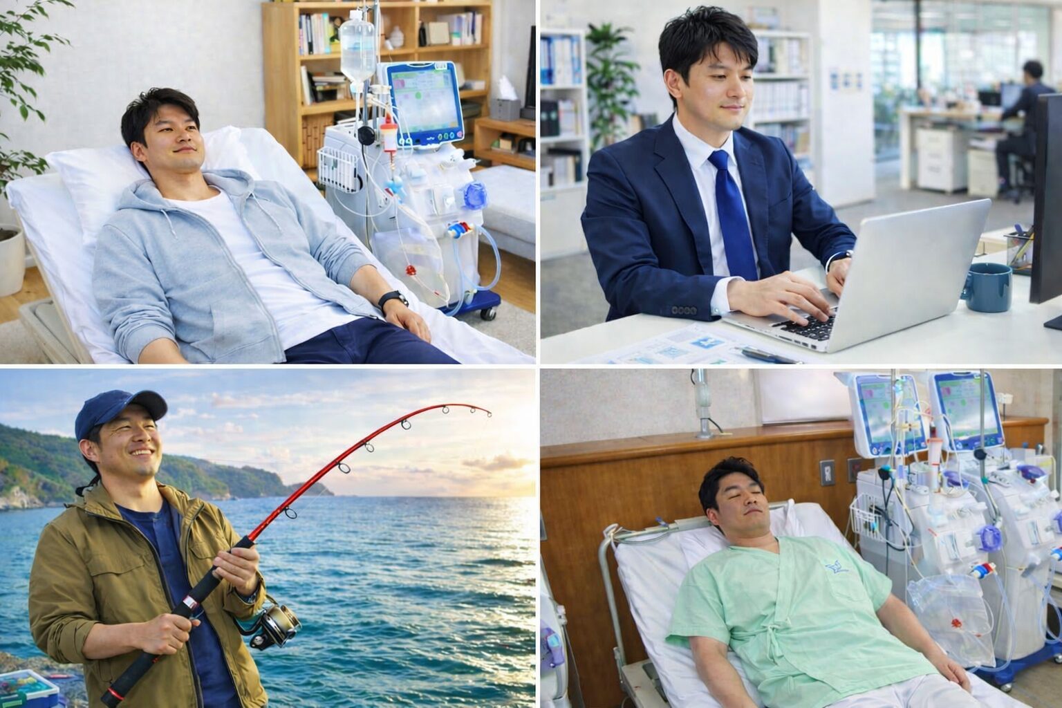 医療スタッフがタブレットを持って患者に説明している場面